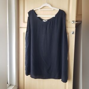 100% Silk Black Sleeveless Top Chic Blouse
